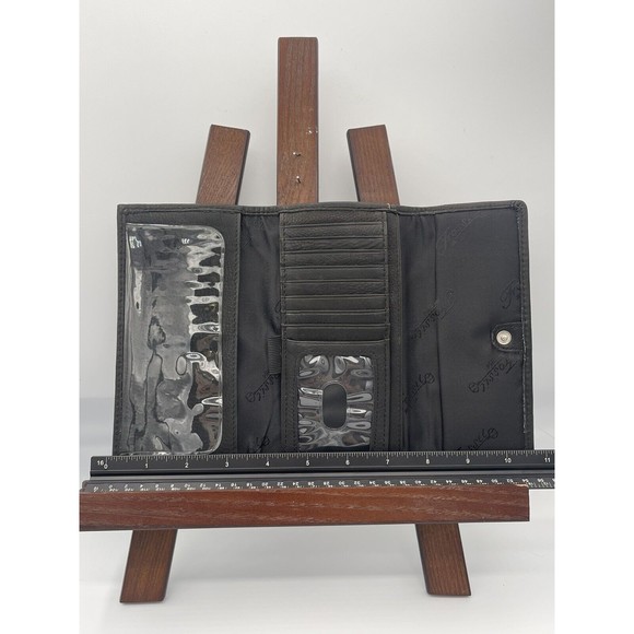 Fossil Popstitch Soft Black Leather Trifold Wallet & Checkbook Cover 7x3 - Picture 4 of 8